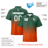 Custom Green Orange Football Gradient Polo Shirts  Add Your Unique Logo/Name/Number