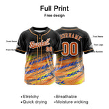 Custom Black Orange Button Down Baseball Jersey for Men Women Adult Youth Print Name Number Logo