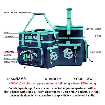 Portable Double Layer Cooler Bag - Waterproof Insulated Picnic Tote for Camping & Family Outings Blue Cyan