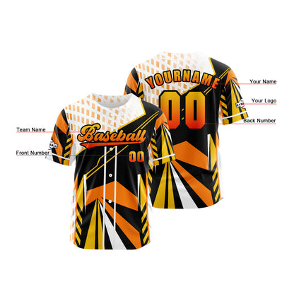 Custom Orange Button Down Baseball Jersey for Men Women Adult Youth Print Name Number Logo