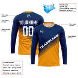 Custom Basketball Soccer Football Shooting Long T-Shirt for Adults and Kids Navy&Gold