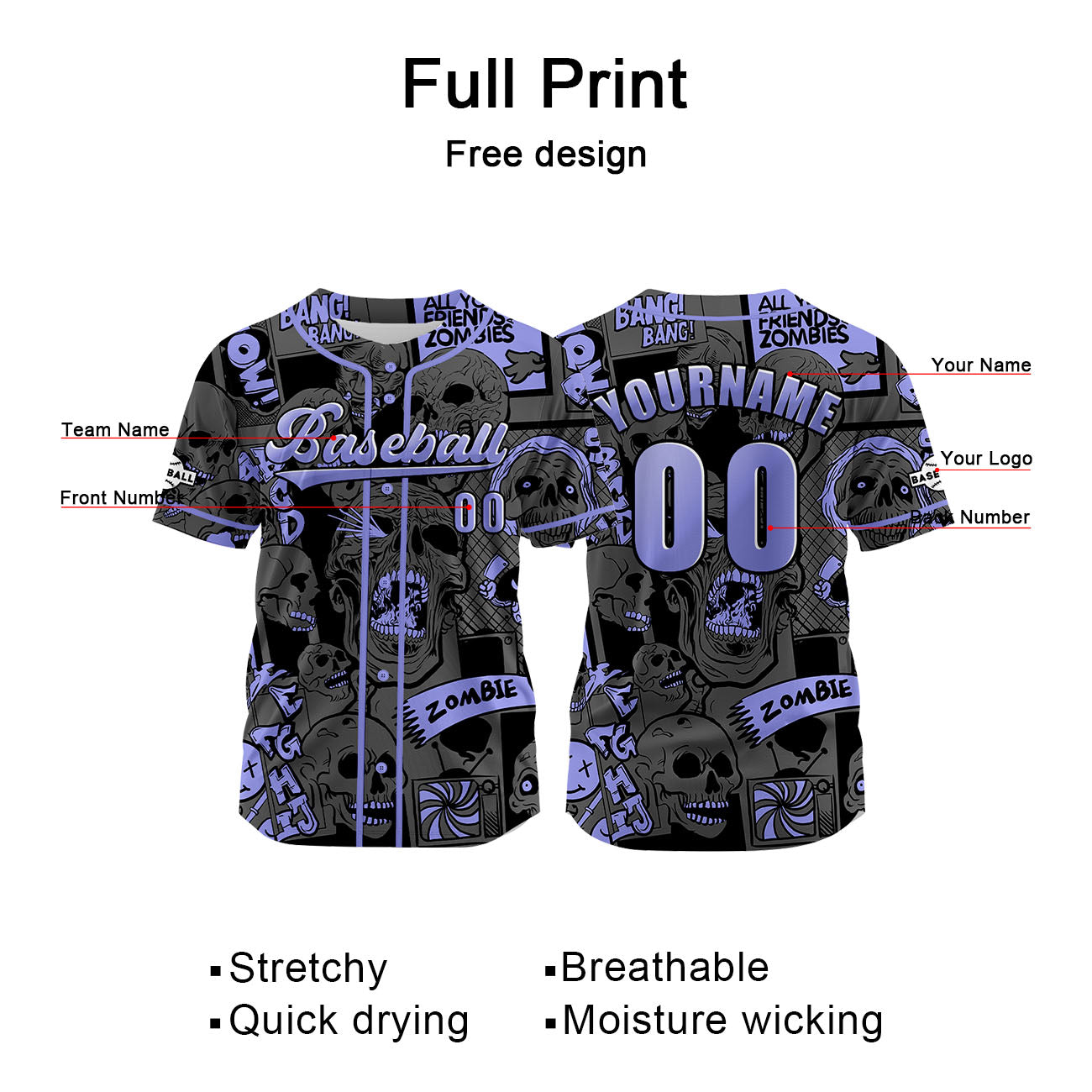 Custom Gray Baseball Jersey Print Personalized Name, Number and Logo