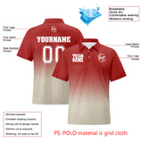 Custom Red Light Grey Football Gradient Polo Shirts  Add Your Unique Logo/Name/Number