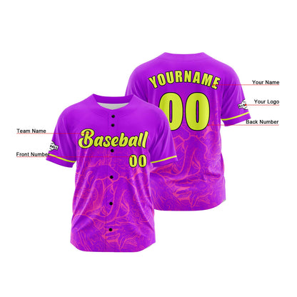 Custom Purple Button Down Baseball Jersey for Men Women Adult Youth Print Name Number Logo