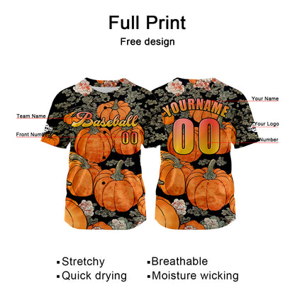 Custom Orange Baseball Jersey Print Personalized Name, Number and Logo