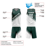 Custom Green White Reversible Basketball Suit for Adults and Kids Personalized Jersey