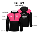 Custom Pink Black Windproof Softshell  Hooded Jacket - Lightweight Full - Zip, Full Print Logos & Texts