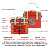 Custom Orange Cyan Double Layer Insulated Cooler Bag - 600D Oxford Waterproof Picnic Tote for Camping, Hiking & BBQ - Large Capacity Thermal Lunch Bag
