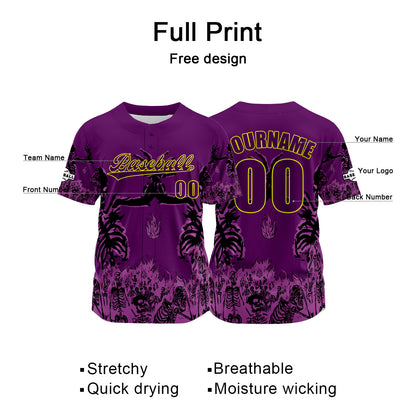 Custom Purple Baseball Jersey Print Personalized Name, Number and Logo