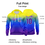 Custom Gradient Hoodie For Man Woman Girl Boy Print Your Logo Name Number Gelb Blau