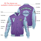 Custom Purple Lion Blue Varsity Jackets for Men Women Youth Personalized Letterman Jackets
