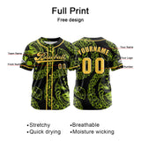 Custom Yellow Green Button Down Baseball Jersey for Men Women Adult Youth Print Name Number Logo