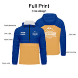 Custom Blue Light Orange Windproof Softshell  Hooded Jacket - Lightweight Full - Zip, Full Print Logos & Texts