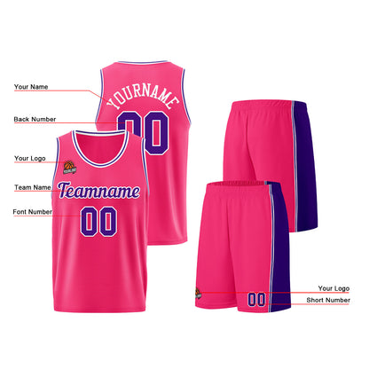 Custom Pink-Purple Basketball Jersey for Men Women Adult Youth Stitched Name Number Logo
