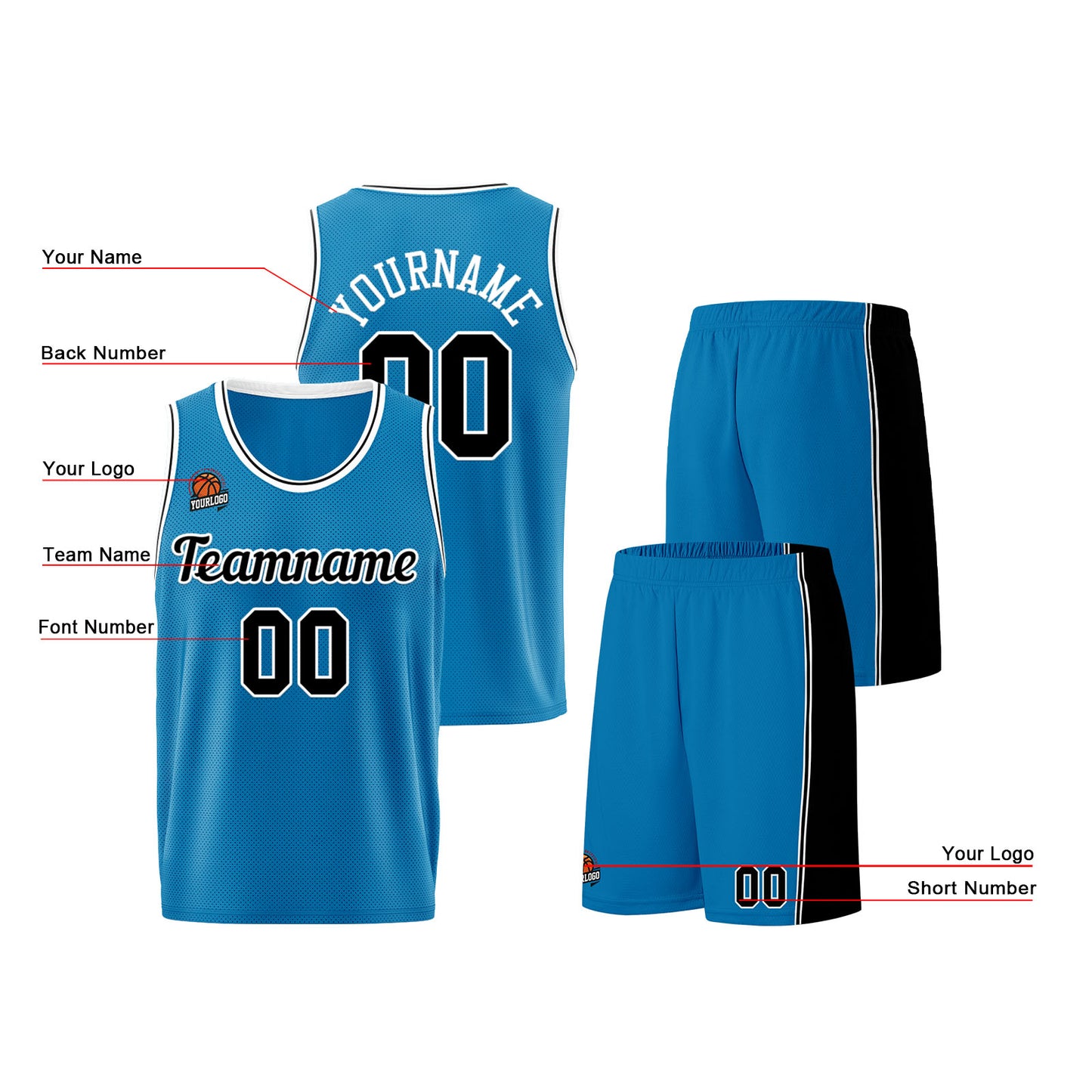 Custom Blue-Black Basketball Jersey for Men Women Adult Youth Stitched Name Number Logo