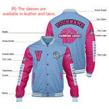 Custom Pale Blue Pink Varsity Jackets for Men Women Youth Personalized Letterman Jackets