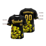 Custom Black Yellow Button Down Baseball Jersey for Men Women Adult Youth Print Name Number Logo