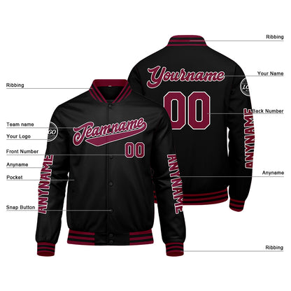 Custom Crimson Black Varsity Jackets for Men Women Youth Personalized Letterman Jackets
