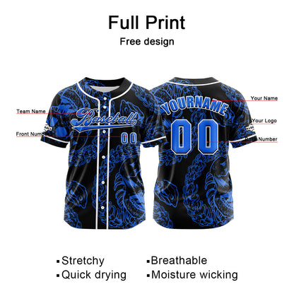 Custom Deep Blue Button Down Baseball Jersey for Men Women Adult Youth Print Name Number Logo