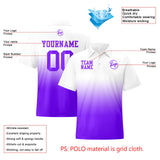 Custom White Purple Football Gradient Polo Shirts  Add Your Unique Logo/Name/Number