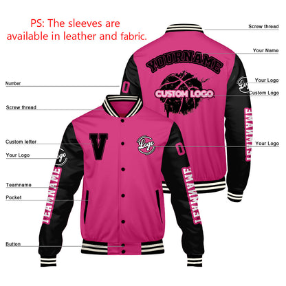 Custom Pink Black Varsity Jackets for Men Women Youth Personalized Letterman Jackets