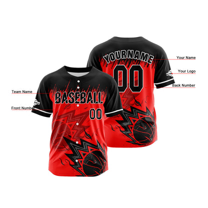 Custom Red Button Down Baseball Jersey for Men Women Adult Youth Print Name Number Logo