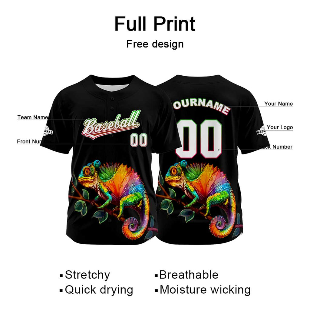 Custom Black Baseball Jersey Print Personalized Name, Number and Logo