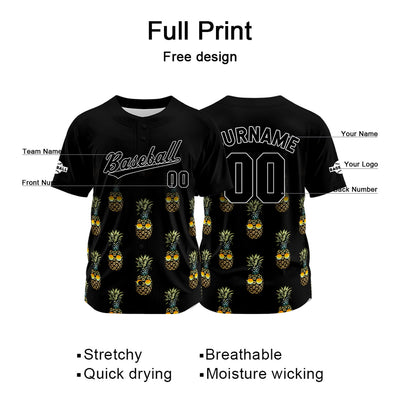 Custom Black Baseball Jersey Print Personalized Name, Number and Logo