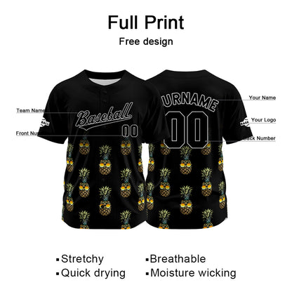 Custom Black Baseball Jersey Print Personalized Name, Number and Logo