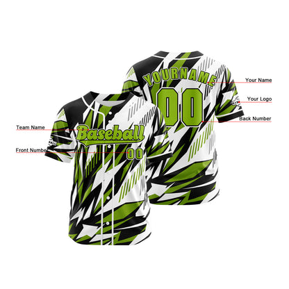 Custom Green Button Down Baseball Jersey for Men Women Adult Youth Print Name Number Logo