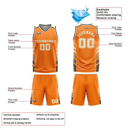Custom Orange Cream Basketball Jersey Uniform Suit Printed Your Logo Name Number