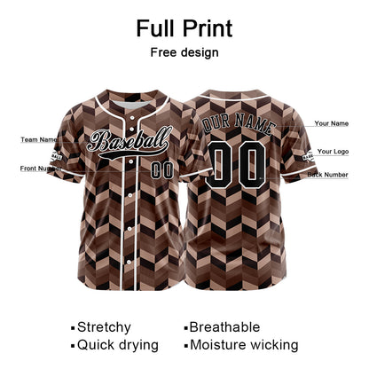 Custom Brown Button Down Baseball Jersey for Men Women Adult Youth Print Name Number Logo