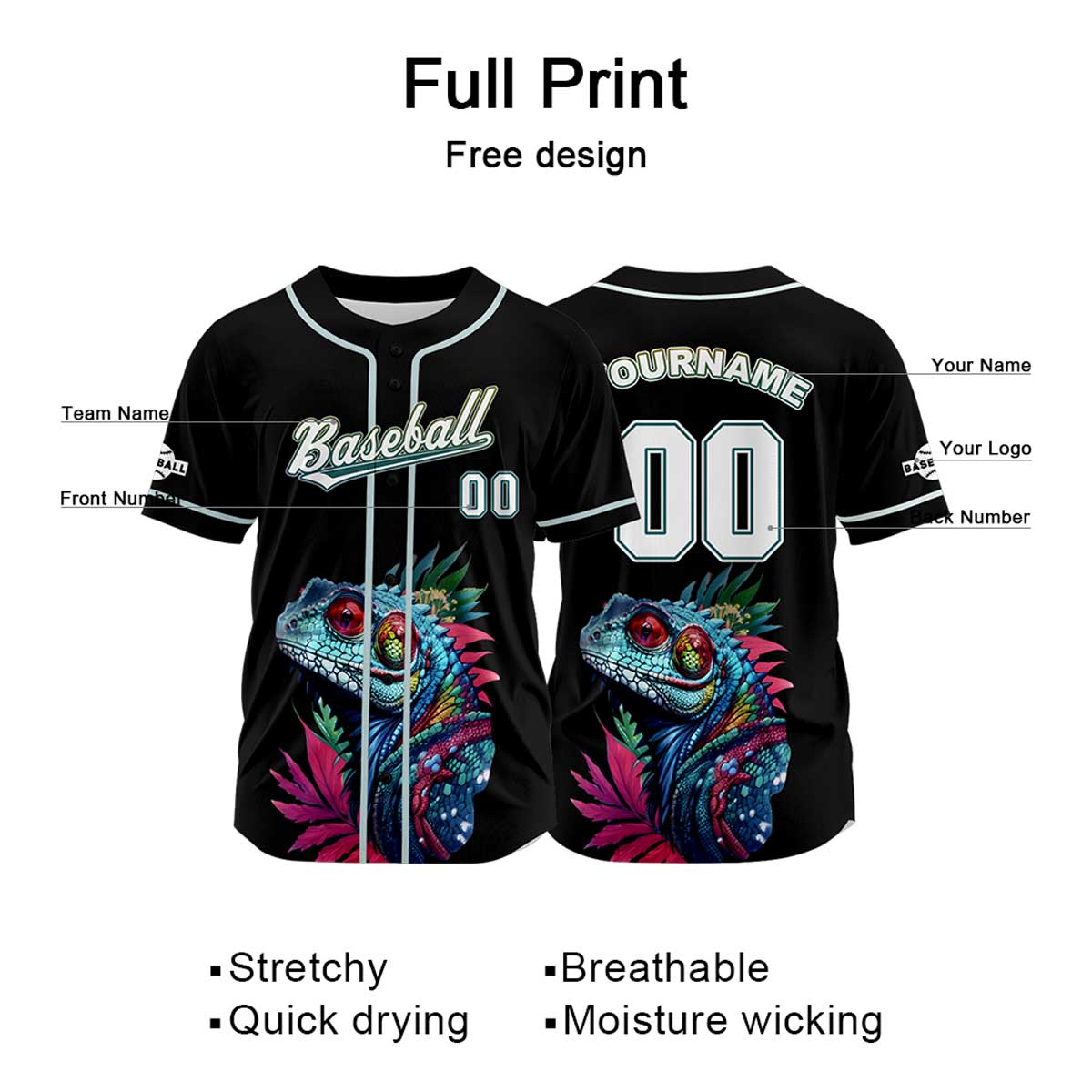 Custom Light Blue Baseball Jersey Print Personalized Name, Number and Logo