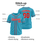 Custom Baseball Jersey Stitched Design Personalized Hip Hop Baseball Shirts Light Blue-Red