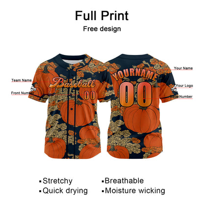 Custom Orange Baseball Jersey Print Personalized Name, Number and Logo