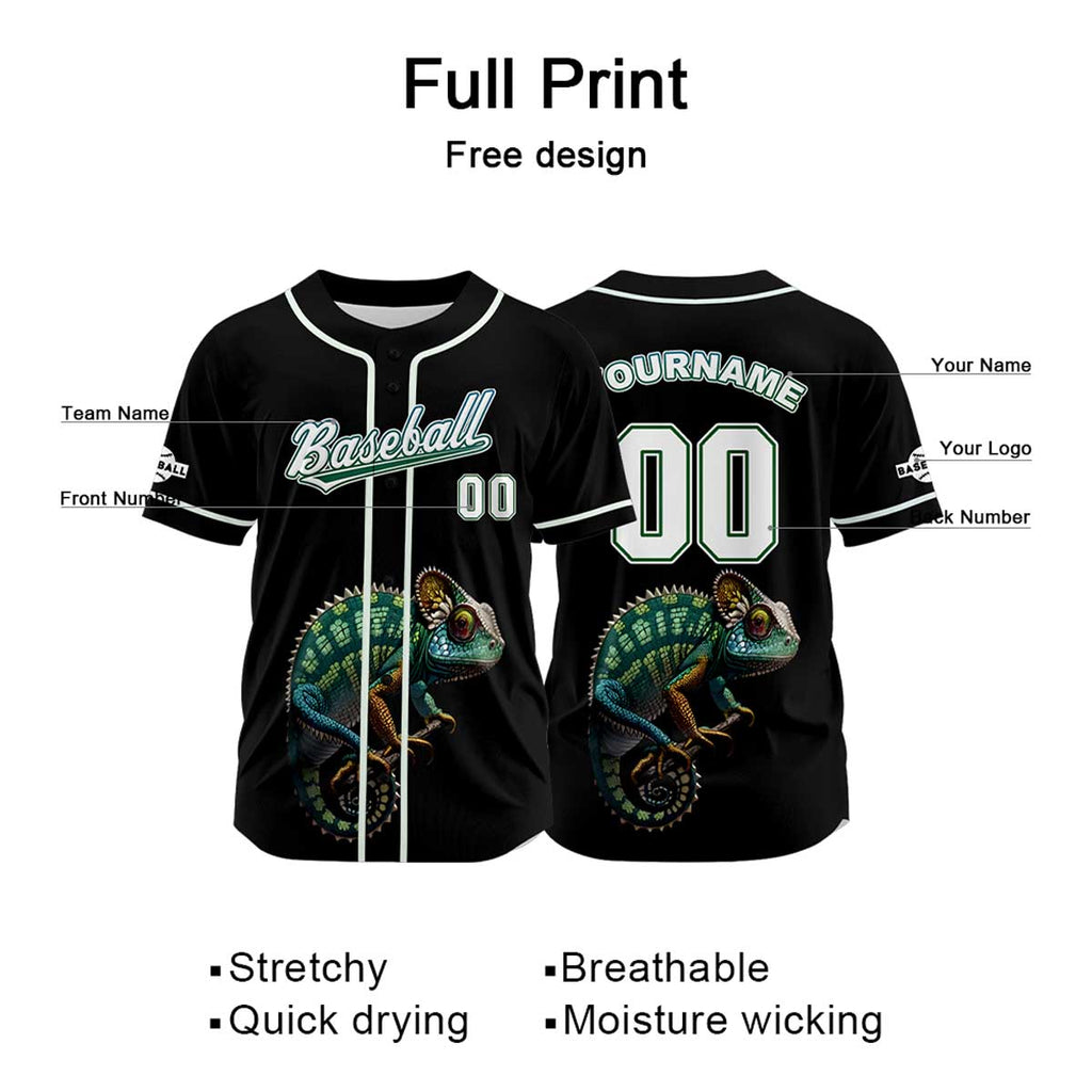 Custom Black Baseball Jersey Print Personalized Name, Number and Logo