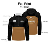 Custom Black Brown Windproof Softshell  Hooded Jacket - Lightweight Full - Zip, Full Print Logos & Texts