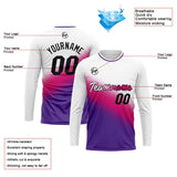 Custom Basketball Soccer Football Shooting Long T-Shirt for Adults and Kids White&Purple