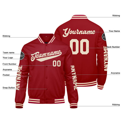 Custom Red Cream Varsity Jackets for Men Women Youth Personalized Letterman Jackets