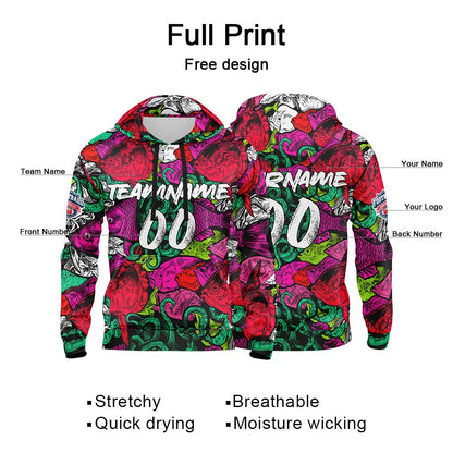 Custom Sweatshirt Hoodie For Man Woman Girl Boy Print Your Logo Name Number Red&Green