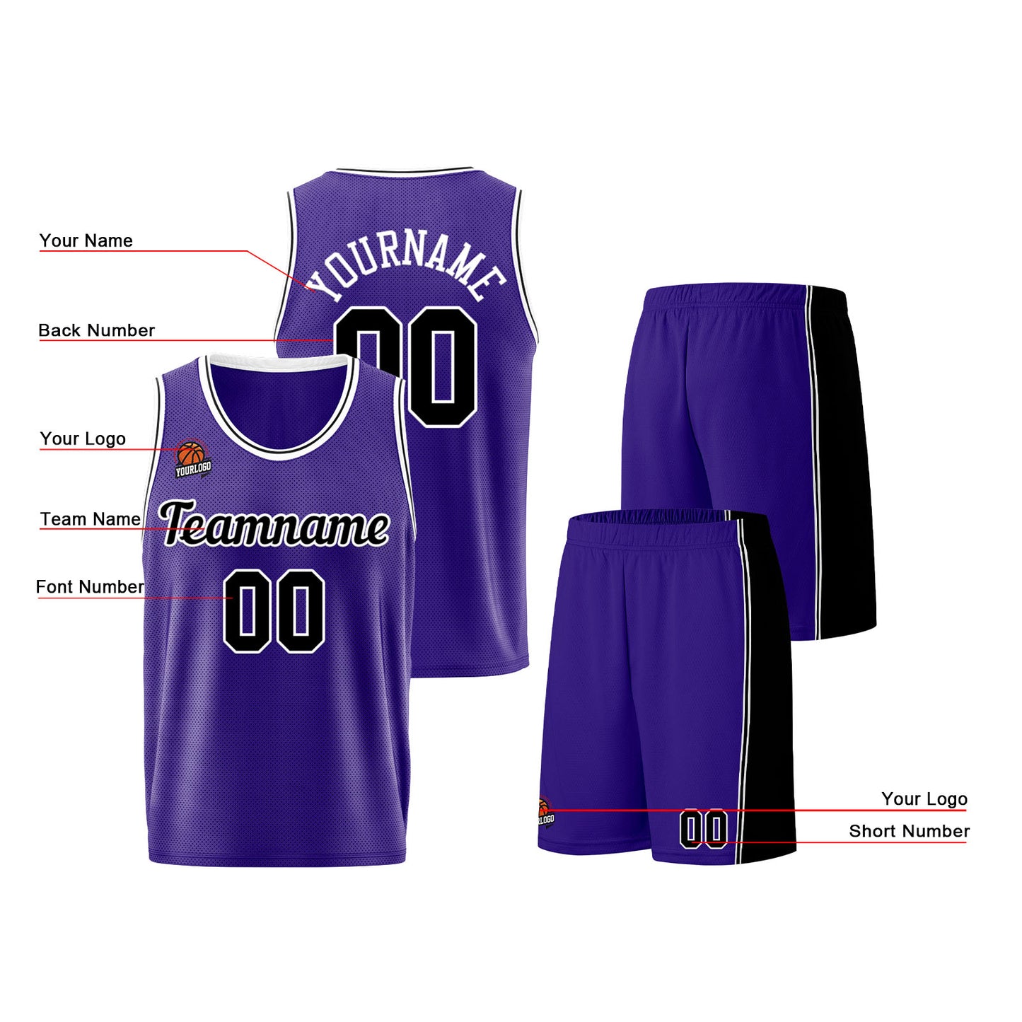 Custom Purple Black Basketball Jersey for Men Women Adult Youth Stitched Name Number Logo