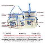 Custom Cream Blue All-Over Print Double Layer Insulated Cooler Bag - Waterproof 600D Oxford Picnic Tote for Team Events & Outdoor BBQ