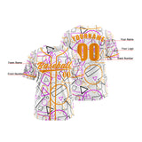 Custom White Orange Button Down Baseball Jersey for Men Women Adult Youth Print Name Number Logo