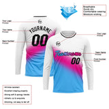 Custom Basketball Soccer Football Shooting Long T-Shirt for Adults and Kids White&Light Blue