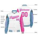 Custom White Light Blue Pink Varsity Jackets for Men Women Youth Personalized Letterman Jackets