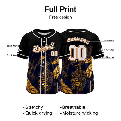 Custom Black Button Down Baseball Jersey for Men Women Adult Youth Print Name Number Logo