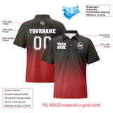 Custom Dull Grey Red Football Gradient Polo Shirts  Add Your Unique Logo/Name/Number