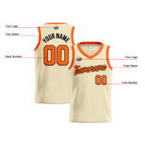 Custom Cream Orange Basketball Jersey for Men Women Adult Youth Stitched Name Number Logo