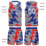 Custom Grey Blue Red Reversible Basketball Suit for Adults and Kids Personalized Jersey