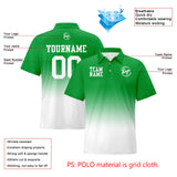 Custom Green White Football Gradient Polo Shirts  Add Your Unique Logo/Name/Number